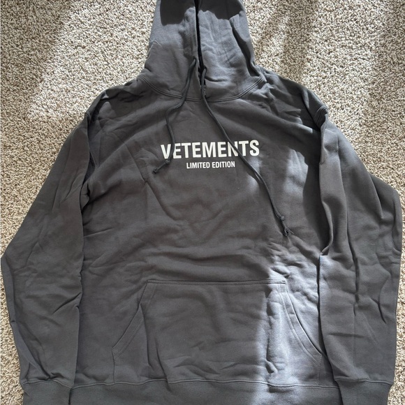 Vetements Other - Vetements Charcoal Hoodie with White Print